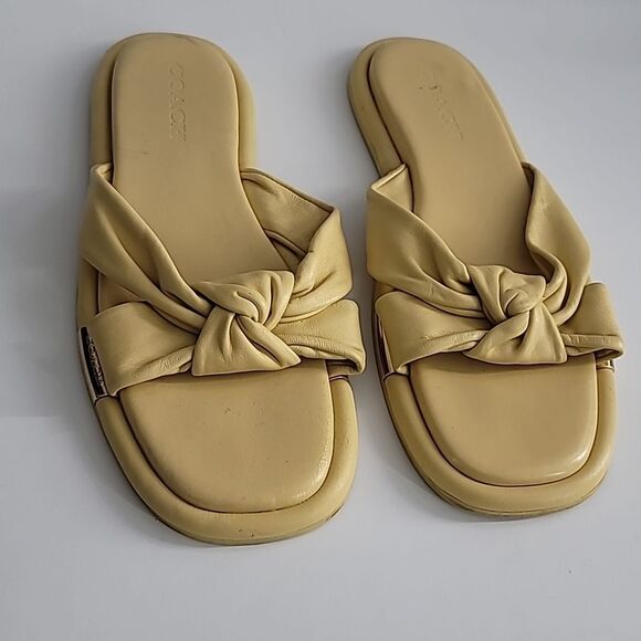 Coach Brooklyn Ivory Leather Knot Flat Slip On Sandals - Picture 6 of 9